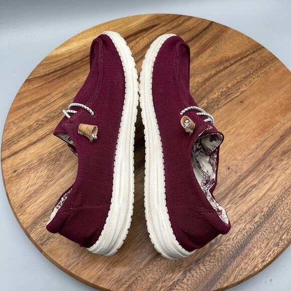 Hey Dude Wendy Shoes Womens Size 9 Red Merlot Casual Comfort Loafer Walking - Picture 6 of 8